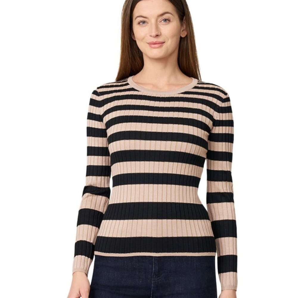 Melissa Paige Women's Striped Ribbed Crewneck Sweater Size XL  #M3